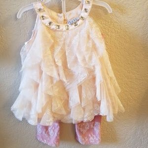 2t Nicole miller 2 piece lace silk shirt and pants